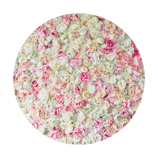Wedding Pink Floral Round Backdrop Cover