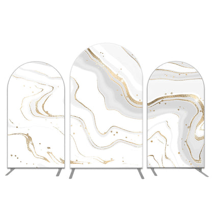 Photo of White Golden Marbling Arch Backdrop