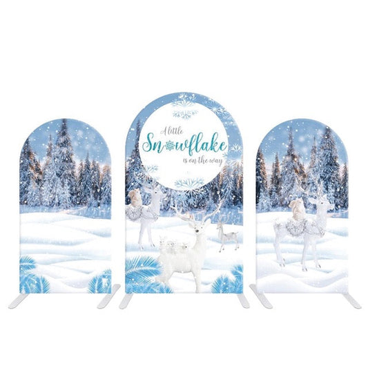 Winter Wonderland Snowflakes Chiara Wall Arch Backdrop for Baby Shower